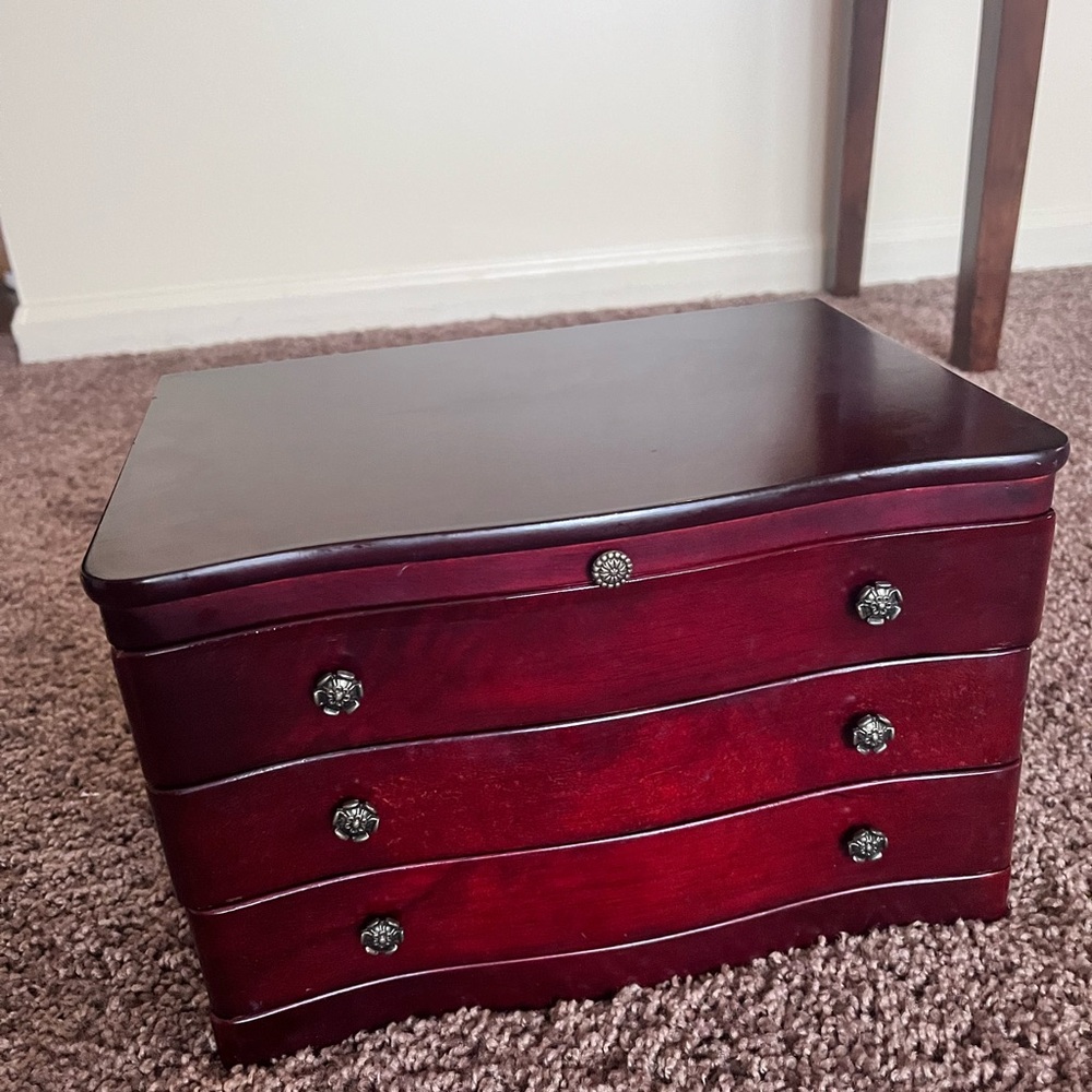 Mele & Co. Vintage Rita Cherry Wooden Jewelry Box with Mirror